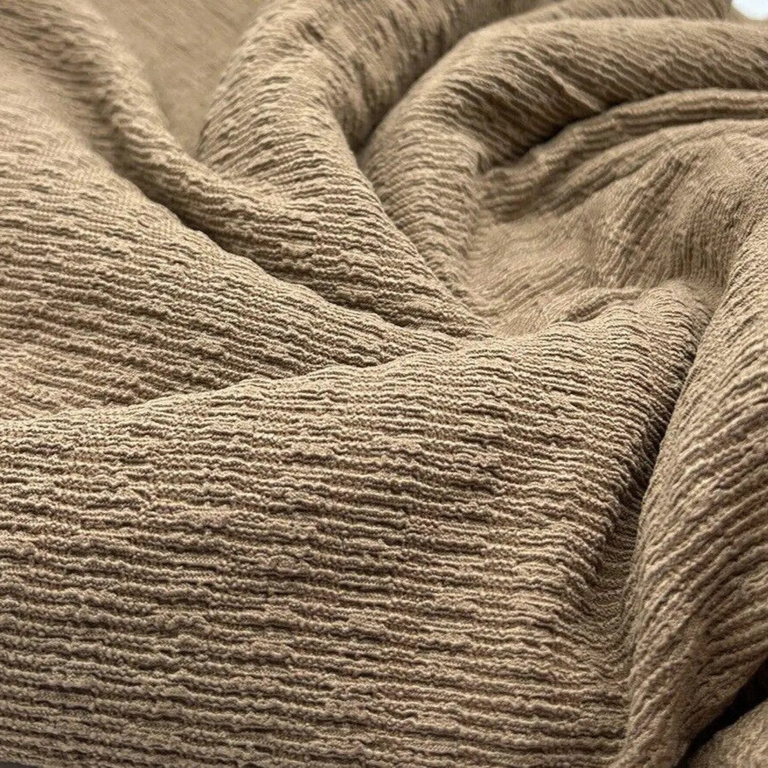 POPCORN CRINKLED RIBBED STRETCH WOVEN FABRIC - Jerseytexuk