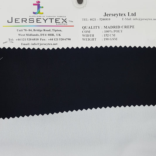 MADRID CREPE NON STRETCH WOVEN FABRIC - Jerseytexuk