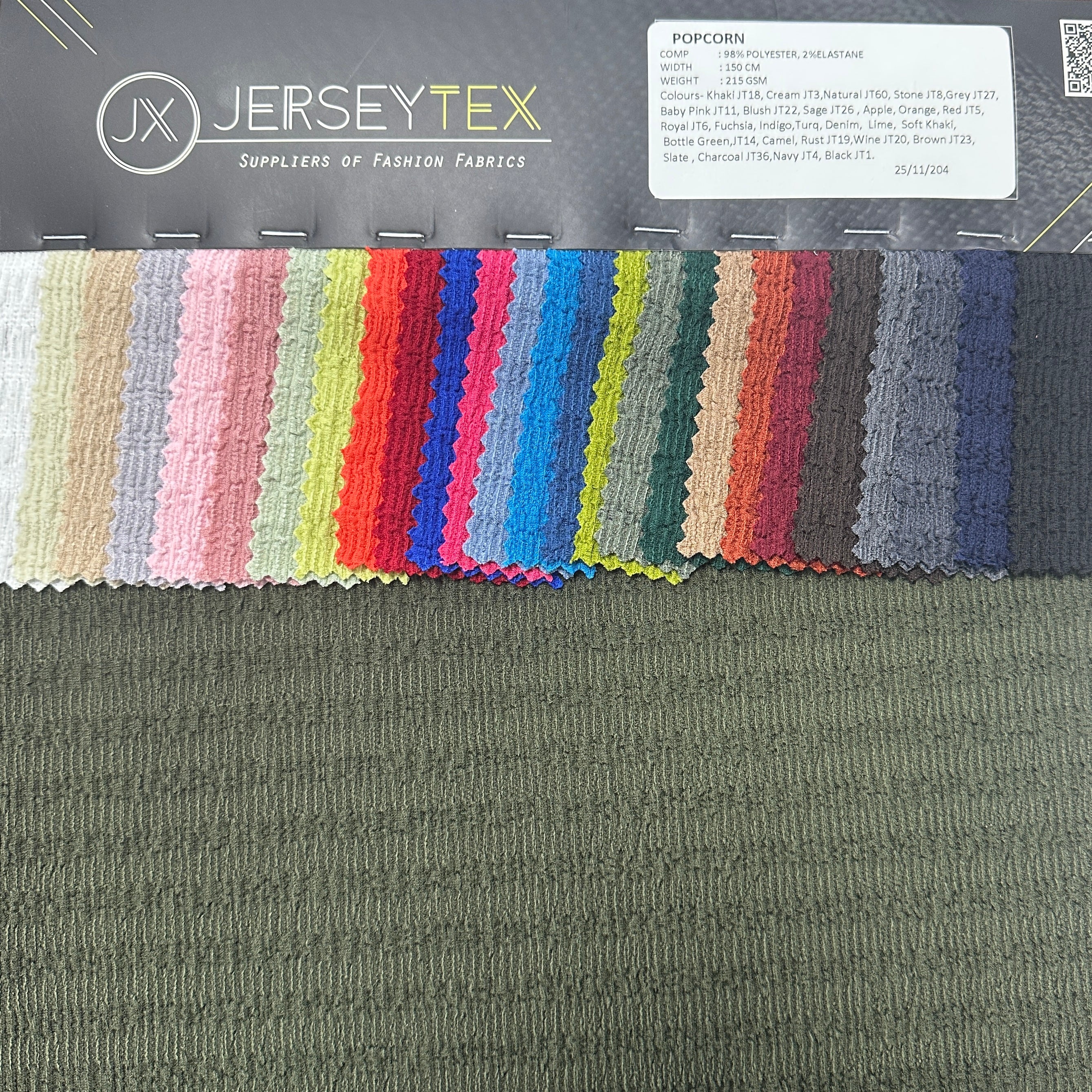 POPCORN CRINKLED RIBBED STRETCH WOVEN FABRIC - Jerseytexuk