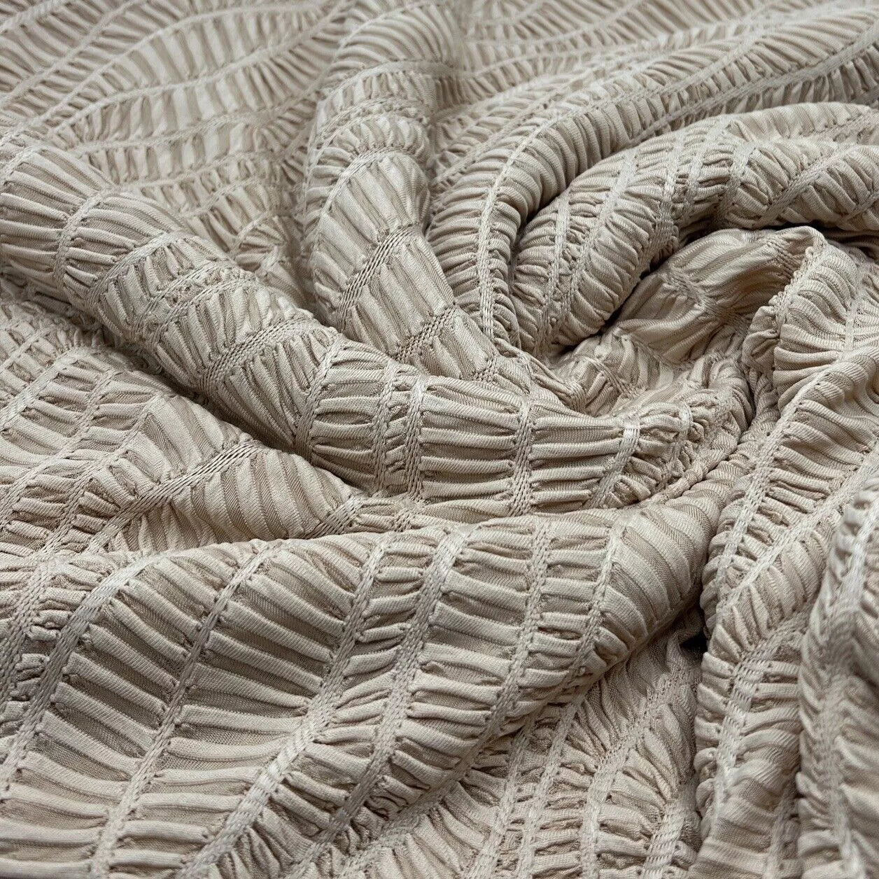 Marmite Textured Stretch Dress Craft Fabric - Jerseytexuk