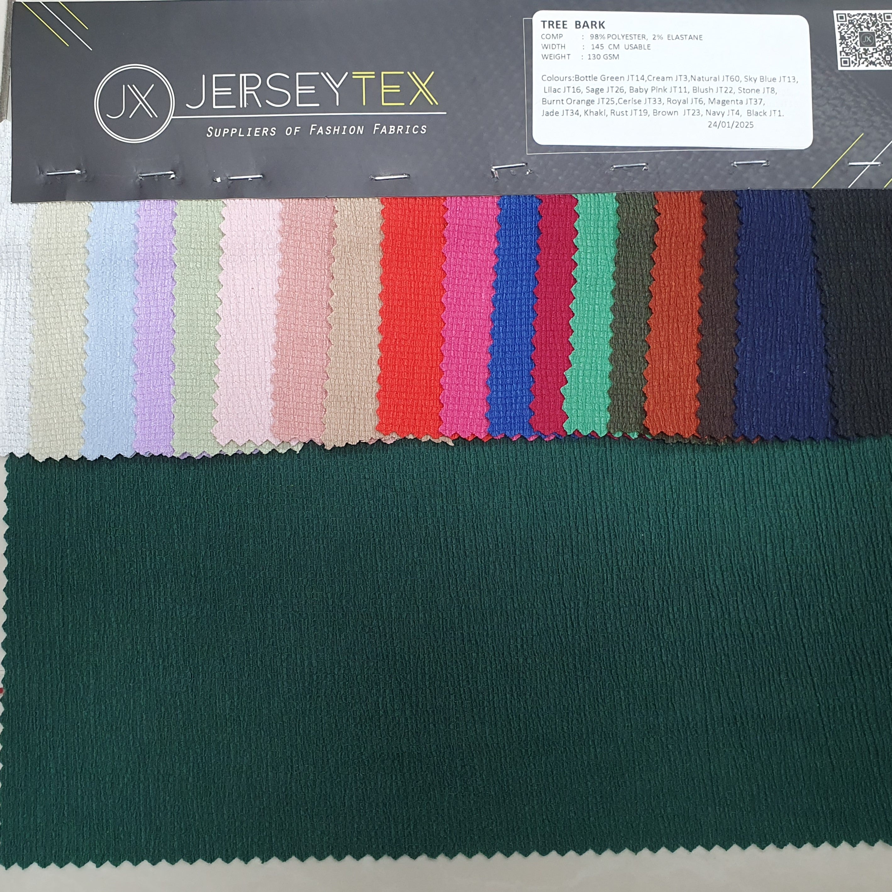 TREE BARK CRINKLE TEXTURE STRECH WOVEN FABIC - Jerseytexuk