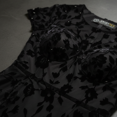 Velvet Floral Devore Jersey Fabric – Luxe Blend with Sheer Burnout Effect Velvet Floral Devore Jersey Fabric – Luxe Blend with Sheer Burnout Effect
