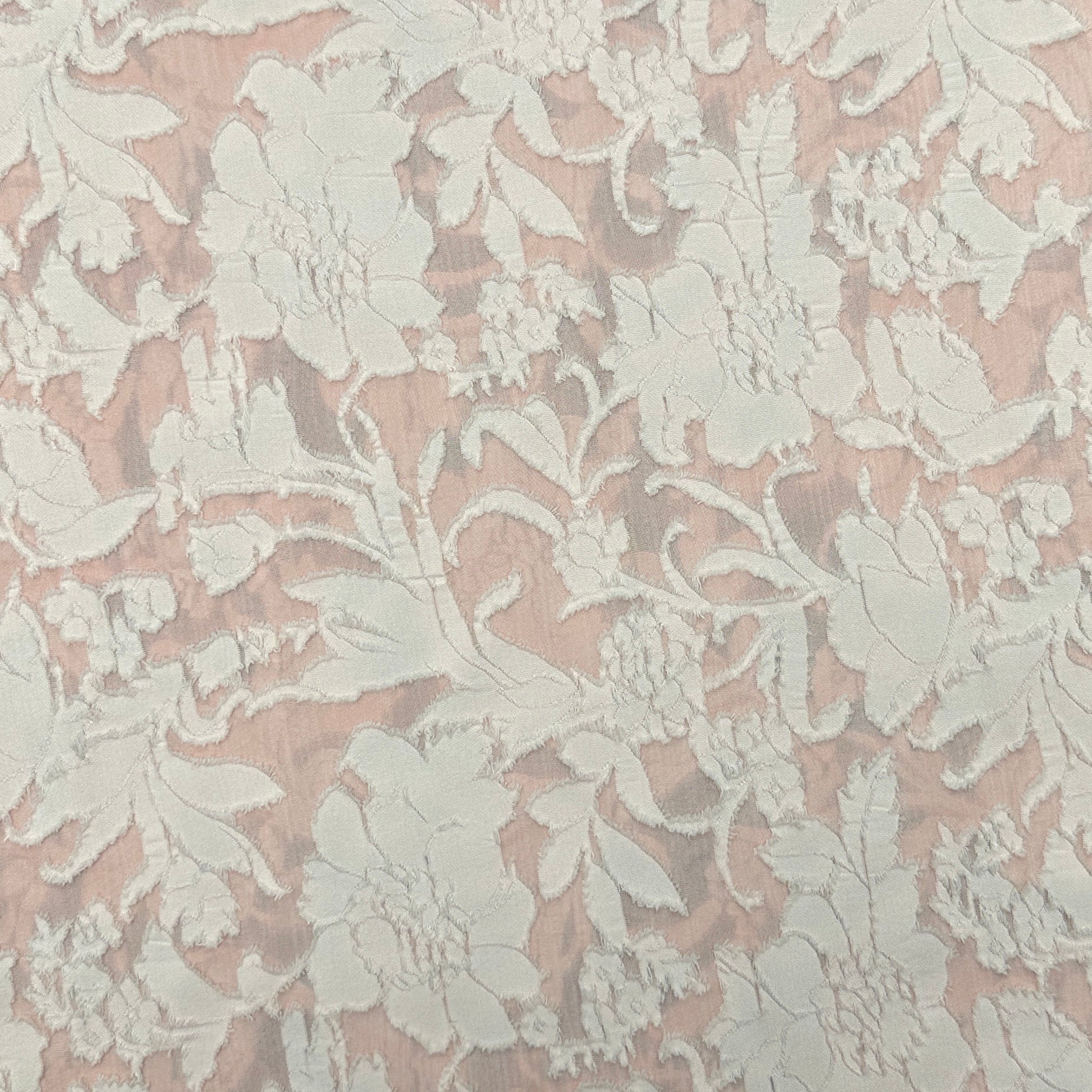 Lightweight Floral Burnout Jacquard Jersey Fabric - Jerseytexuk
