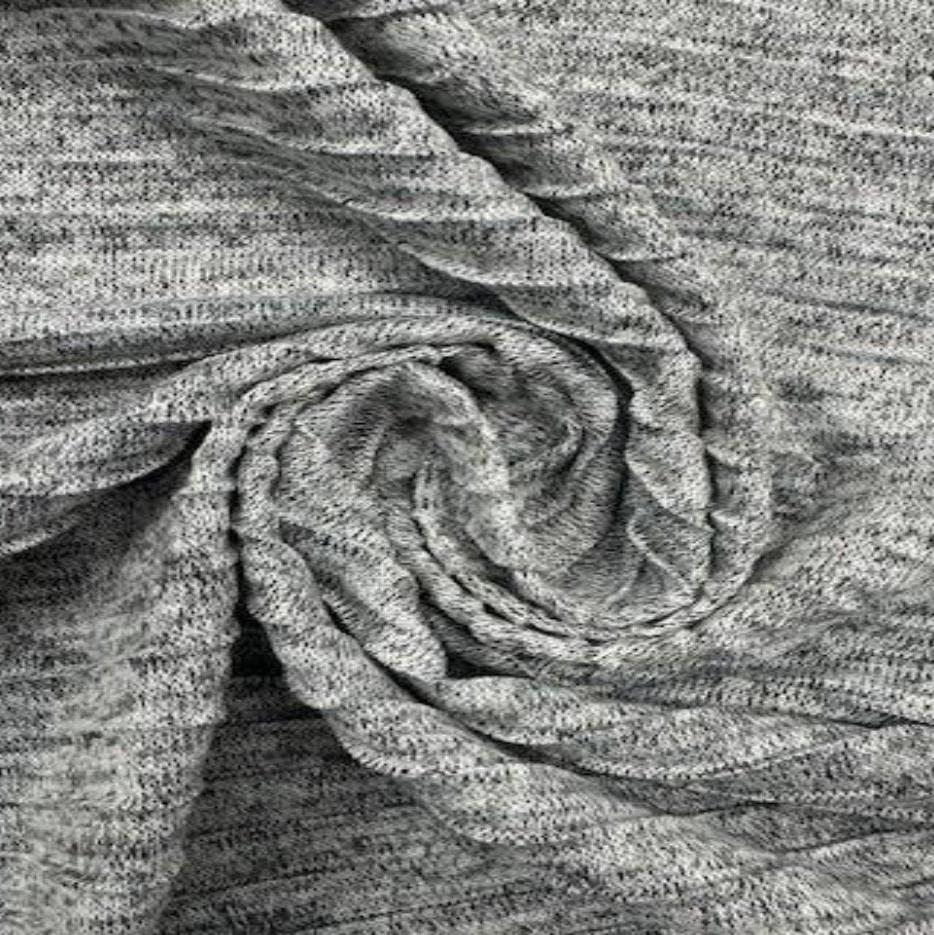 Soft Salt & Pepper Hatchi Pleated Texture Fabric In Polyester Blend SPHPLEAT