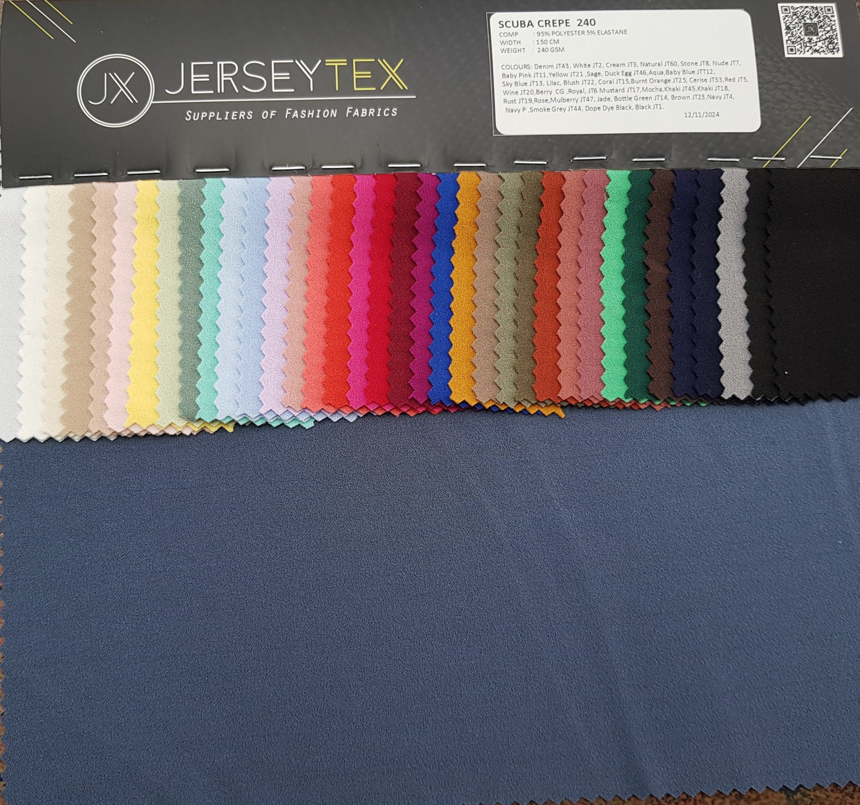 Scuba Crepe Stretch Fabric In Polyester Blend - Jerseytexuk
