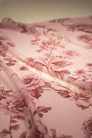 SILKY CHIFFON FLORAL FABRIC – VINTAGE ROSE PINK BASE - JTP 13203-4